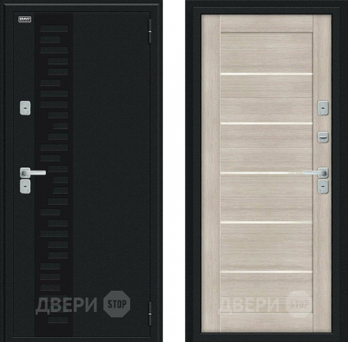 Входная металлическая Дверь Bravo Thermo Техно Декор Букле черное/Cappuccino Veralinga