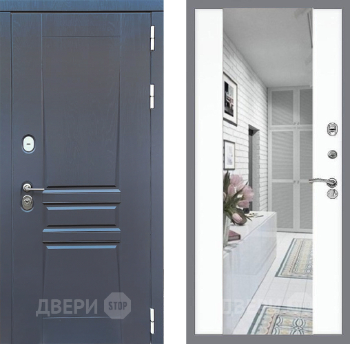 Дверь Стоп ПЛАТИНУМ Зеркало СБ-16 Силк Сноу