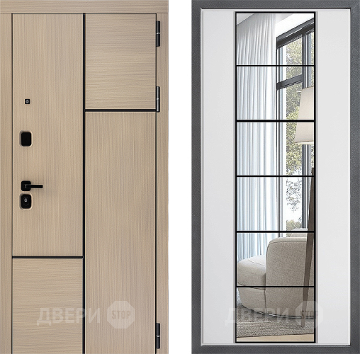 Входная металлическая Дверь Дверной континент ДК-14 ФЛЗ-2 Зеркало Белый софт