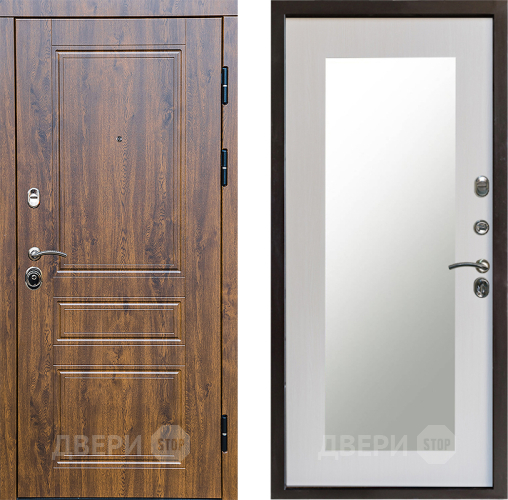 Входная металлическая Дверь Престиж Классика Дуб Зеркло Пастораль Лиственница белая