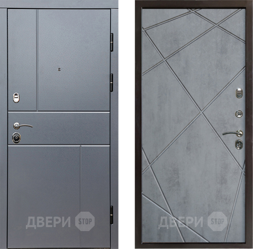 Входная металлическая Дверь Престиж Горизонт Грэй Лучи Бетон темный