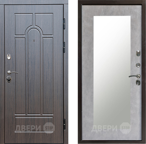 Входная металлическая Дверь Престиж Арка Зеркло Пастораль Бетон светлый