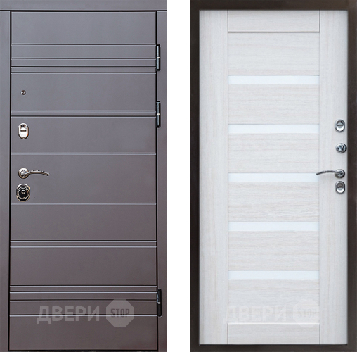 Входная металлическая Дверь Престиж Линия Браун Царга Лиственница белая