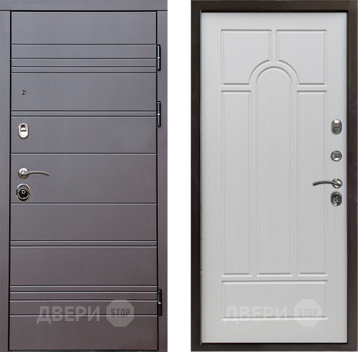 Входная металлическая Дверь Престиж Линия Браун Арка Лиственница белая