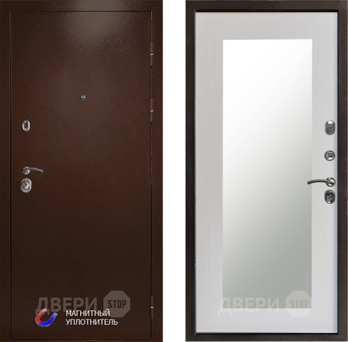 Входная металлическая Дверь Престиж Медь Зеркло Пастораль Лиственница белая