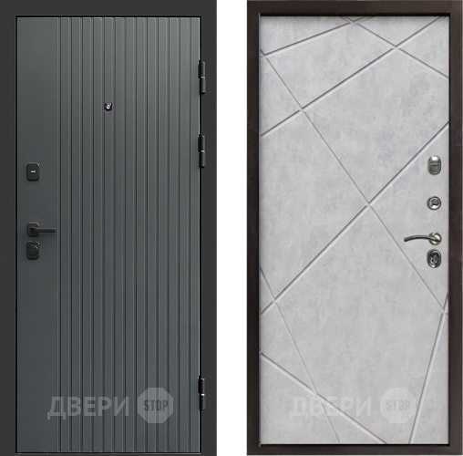Входная металлическая Дверь Престиж Tvist Grey Лучи Бетон светлый