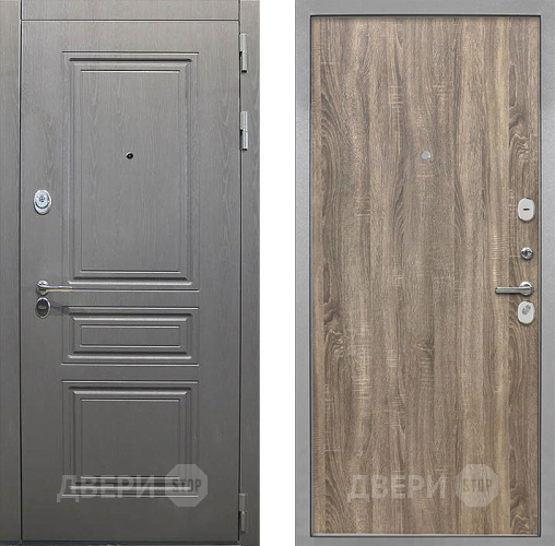 Входная металлическая Дверь Интекрон (INTECRON) Брайтон Графит Гладкая Дуб турин