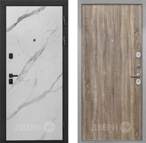 Входная металлическая Дверь Интекрон (INTECRON) Профит Black Мрамор Арктик Гладкая Дуб турин