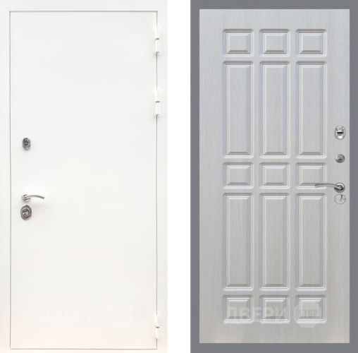 Дверь Рекс (REX) 5 Белая Шагрень FL-33 Лиственница беж