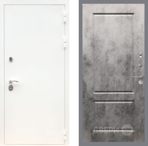 Входная металлическая Дверь Рекс (REX) 5 Белая Шагрень FL-117 Бетон темный