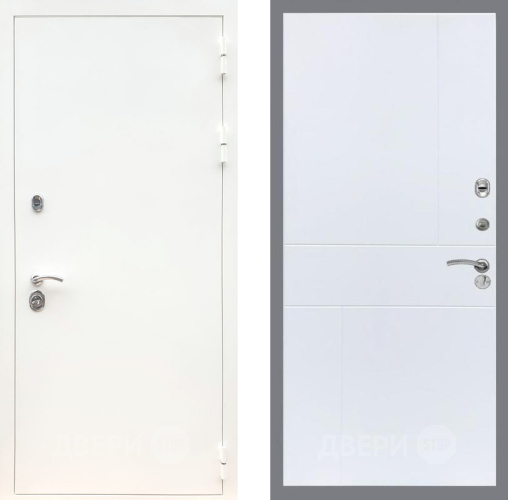Входная металлическая Дверь Рекс (REX) 5 Белая Шагрень FL-290 Силк Сноу